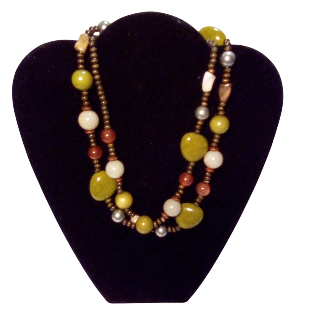 Fashion Necklace Assorted Multicolor Beads Boho Hippie  Lobster Claw Clasp